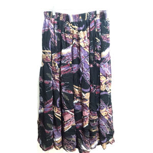 Vintage Bechamel Skirt Womens Sz L Rayon Artsy Geometric Elastic Waist Colorful